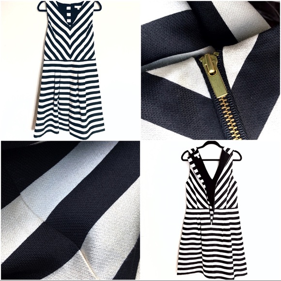 Banana Republic striped v-neck fit & flare dress 0 - Picture 4 of 8